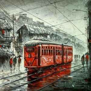 Painting of Kolkata cityscape on canvas