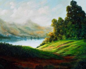 Painting on canvas of landscape