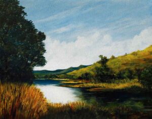 Painting on canvas of landscape