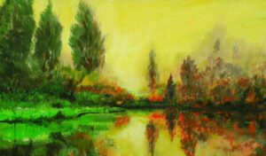 Painting on canvas of landscape