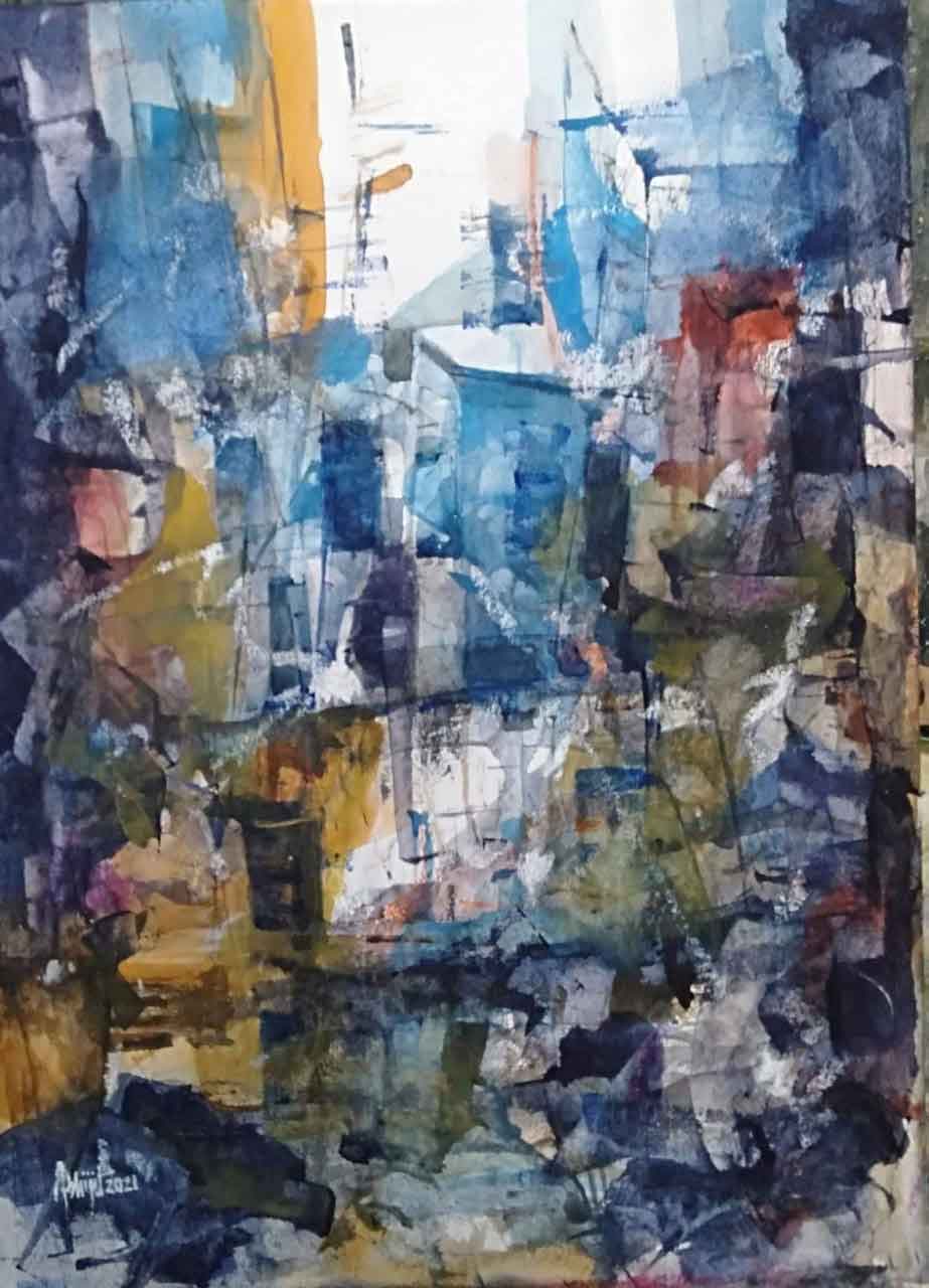 Watercolour on paper of abstract art