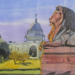 Painting on paper of victoria memorial kolkata