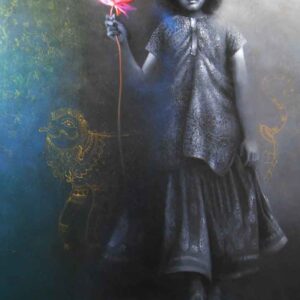 Painting of woman on canvas