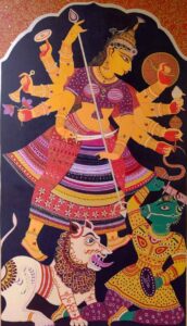 Painting of Durga on canvas