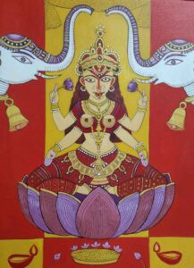 Painting of goddess on canvas