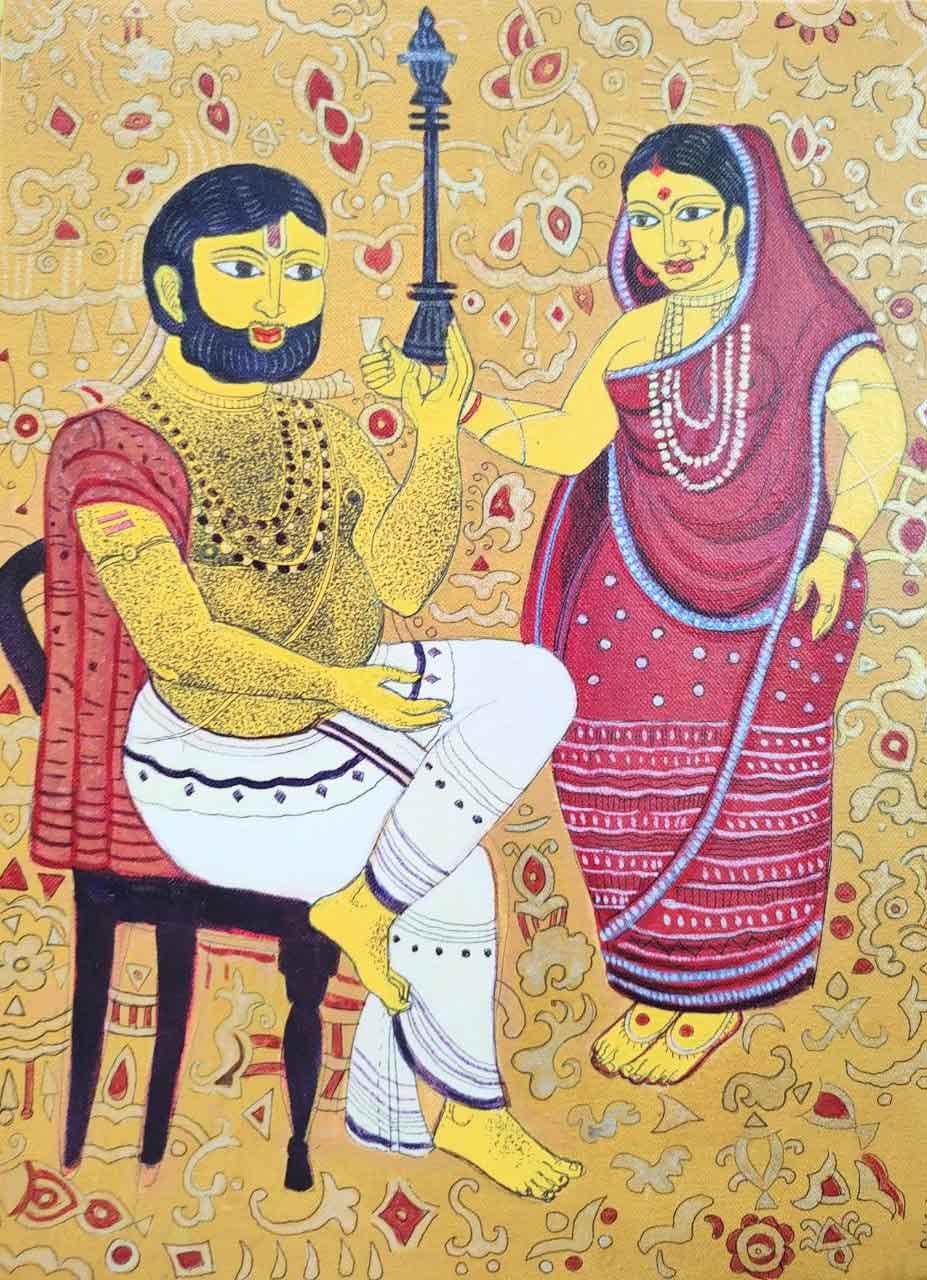 Painting of couple on canvas