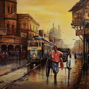 Painting of Kolkata on canvas