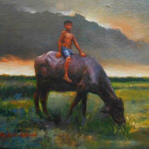 Painting of a boy on canvas