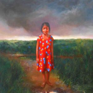 Painting of girl on canvas