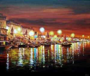 Painting of Benaras on canvas