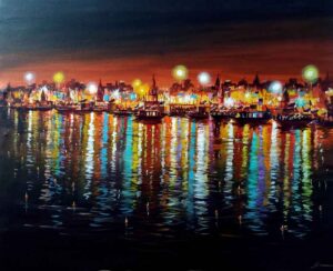 Painting of Benaras on canvas