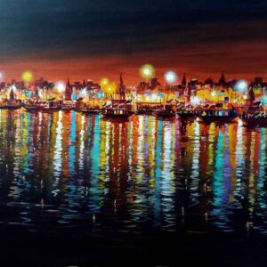 Colourful Night Varanasi [ 30 X 36 inches]