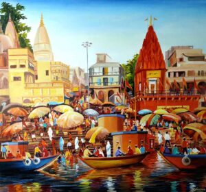 Painting of Benaras on canvas