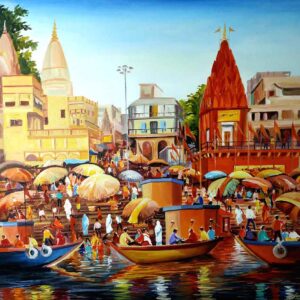 Painting of Benaras on canvas