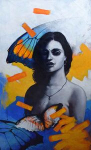Painting of woman on canvas