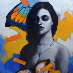 Painting of woman on canvas