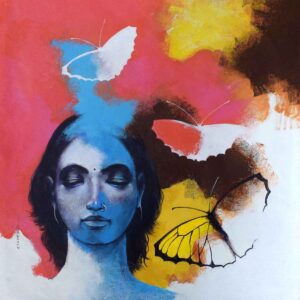 Painting of woman on canvas