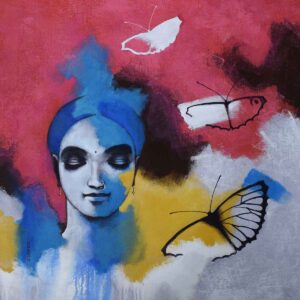 Painting of woman on canvas