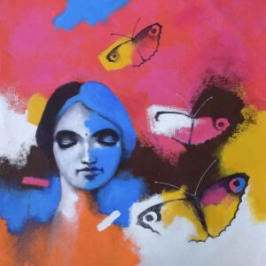 Painting of woman on canvas