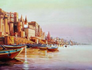 Painting of Benaras on canvas