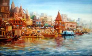 Painting of Benaras on canvas