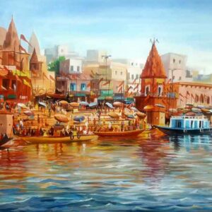 Painting of Benaras on canvas