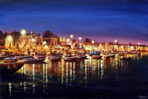 Painting of Benaras on canvas