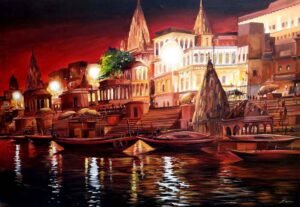 Painting of Benaras on canvas