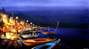 Painting of Benaras on canvas