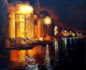 Painting of Benaras on canvas