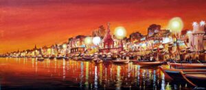 Painting of Benaras on canvas