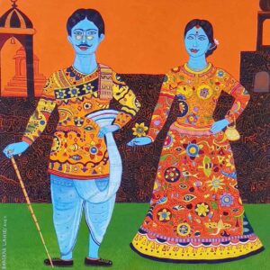 Painting of couple on canvas