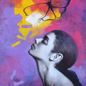 Painting of woman on canvas