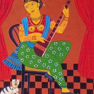 Lady with Sitar [20 X 16 inches]