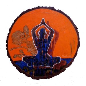 Acrylic painting of meditation series on wood