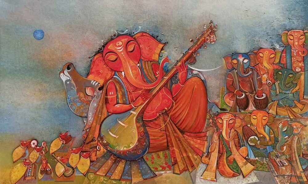 Ganesha making music on Benaras Ghat
