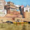 Painting of Benaras ghat on paper