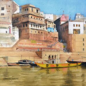 Painting of Benaras ghat on paper