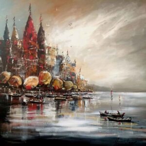 Painting of Benaras on canvas