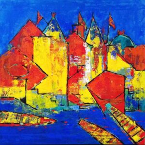 Abstract painting on Benaras on canvas