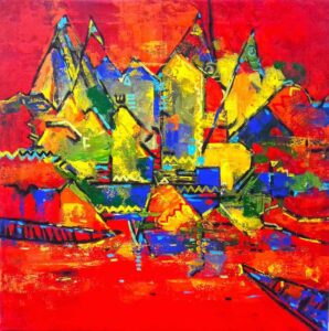 Abstract painting on Benaras on canvas