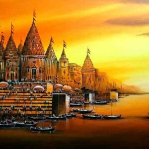 Painting of Benaras Ghat on canvas