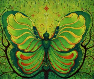 Painting of butterfly on canvas