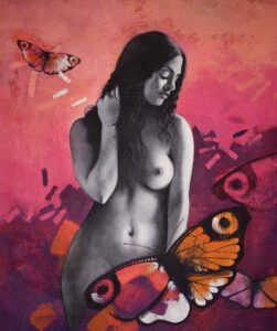 Painting on canvas of woman