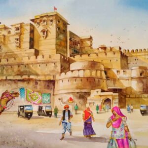 Painting of Jaisalmer Fort on paper