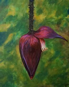 Painting of banana flower on canvas