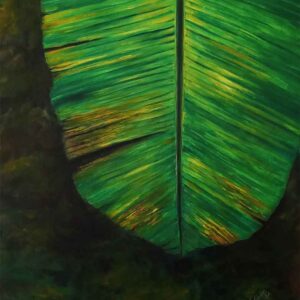 Painting of banana leaf on canvas