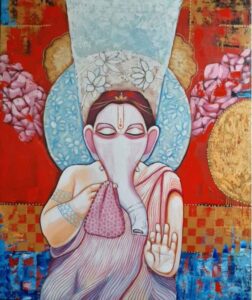 Painting of Lord Ganesh on canvas