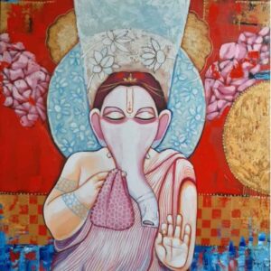 Painting of Lord Ganesh on canvas