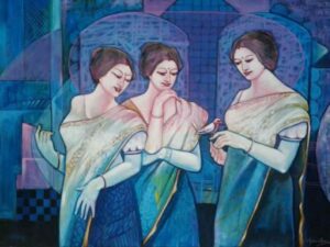 Painting of women on canvas